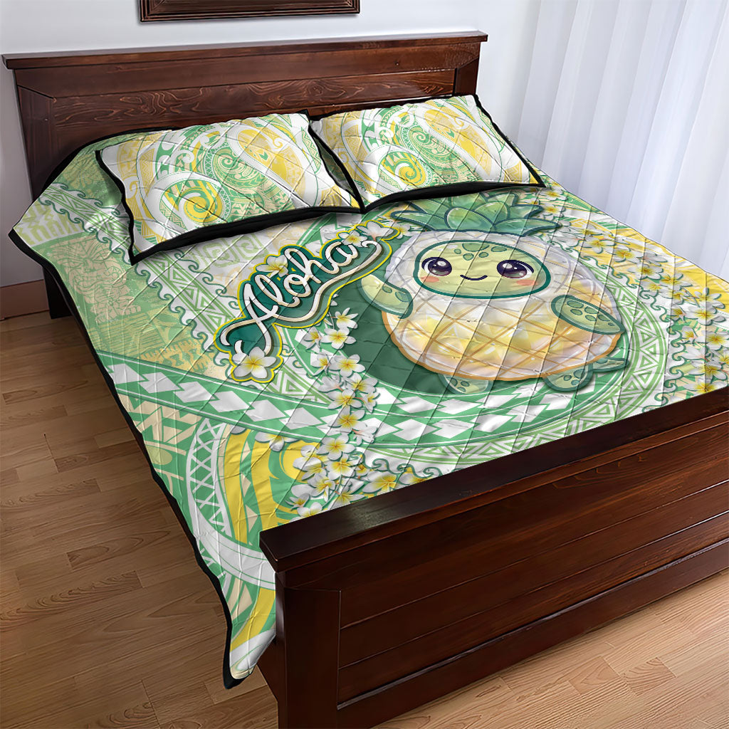 Hawaii Pineapple Quilt Bed Set Cute Cosplay Turtle Plumeria Spiral DT05 - Polynesian Pride