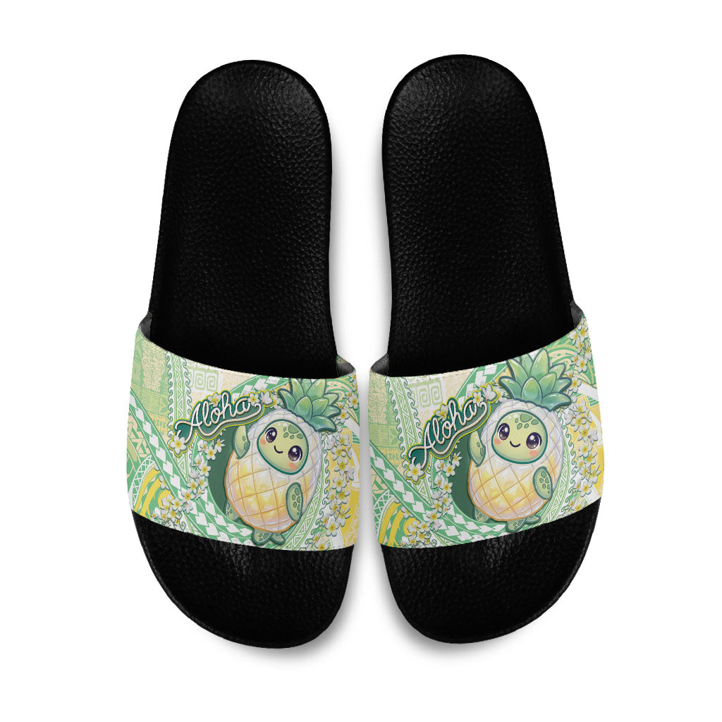 Hawaii Pineapple Slide Sandals Cute Cosplay Turtle Plumeria Spiral DT05 Mint - Polynesian Pride