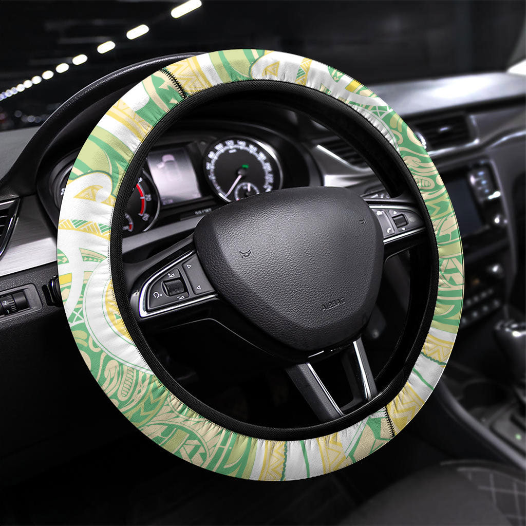 Hawaii Pineapple Steering Wheel Cover Cute Cosplay Turtle Plumeria Spiral DT05 Universal Fit Mint - Polynesian Pride
