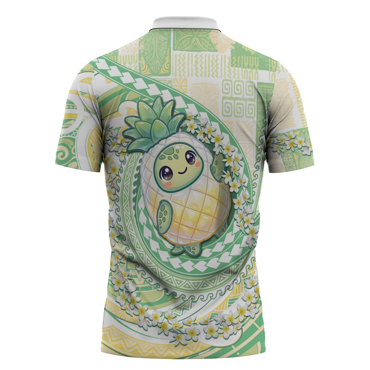 Hawaii Pineapple Zipper Polo Shirt Cute Cosplay Turtle Plumeria Spiral DT05 - Polynesian Pride