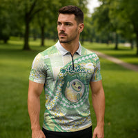 Hawaii Pineapple Zipper Polo Shirt Cute Cosplay Turtle Plumeria Spiral DT05 - Polynesian Pride