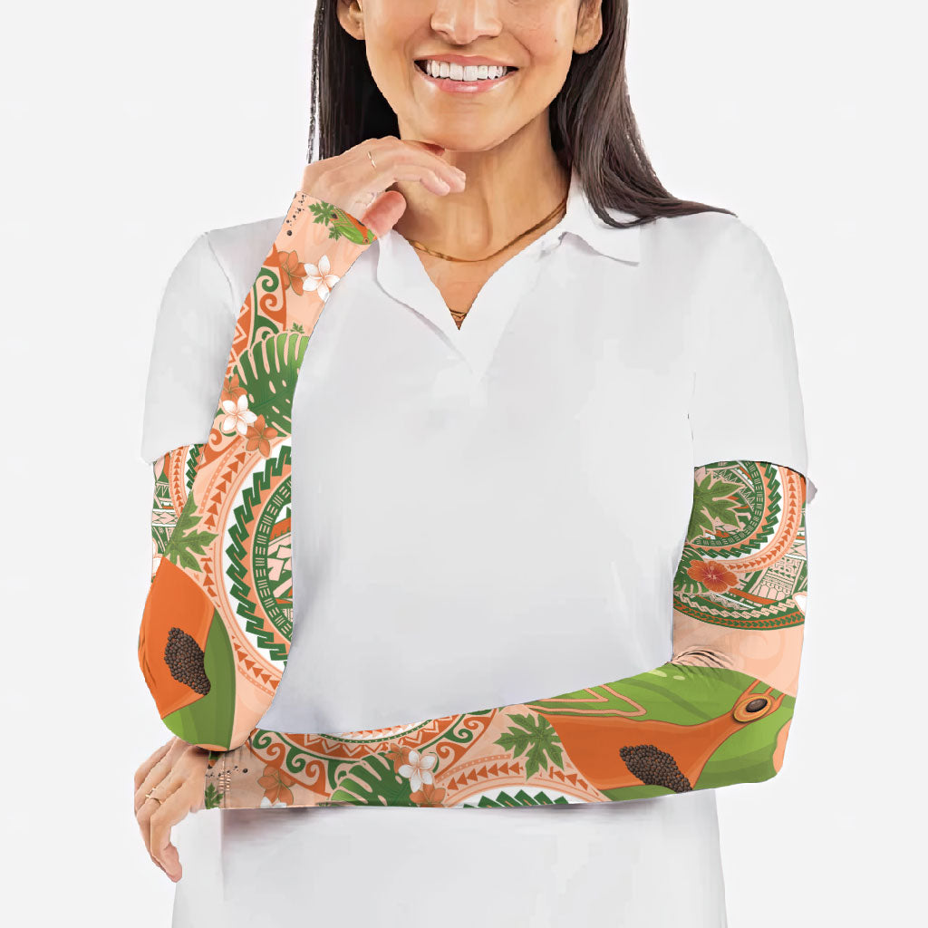 Hawaii Papaya Arm Sleeves Cute Cosplay Humuhumu Fish Plumeria Waves DT05 - Polynesian Pride