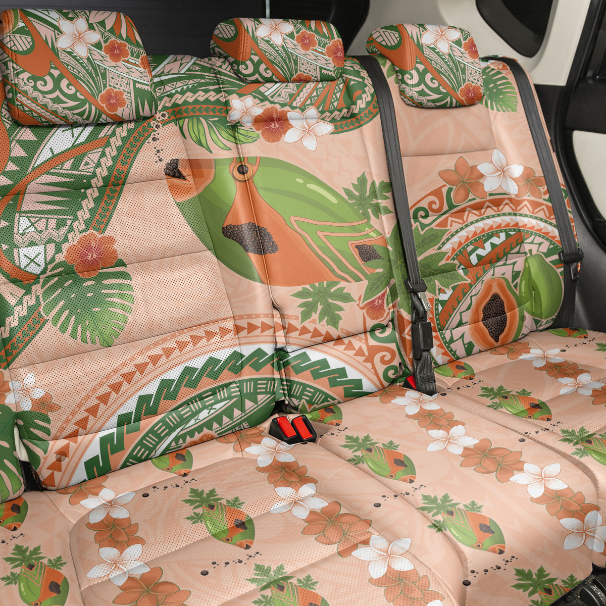 Hawaii Papaya Back Car Seat Cover Cute Cosplay Humuhumu Fish Plumeria Waves DT05 - Polynesian Pride