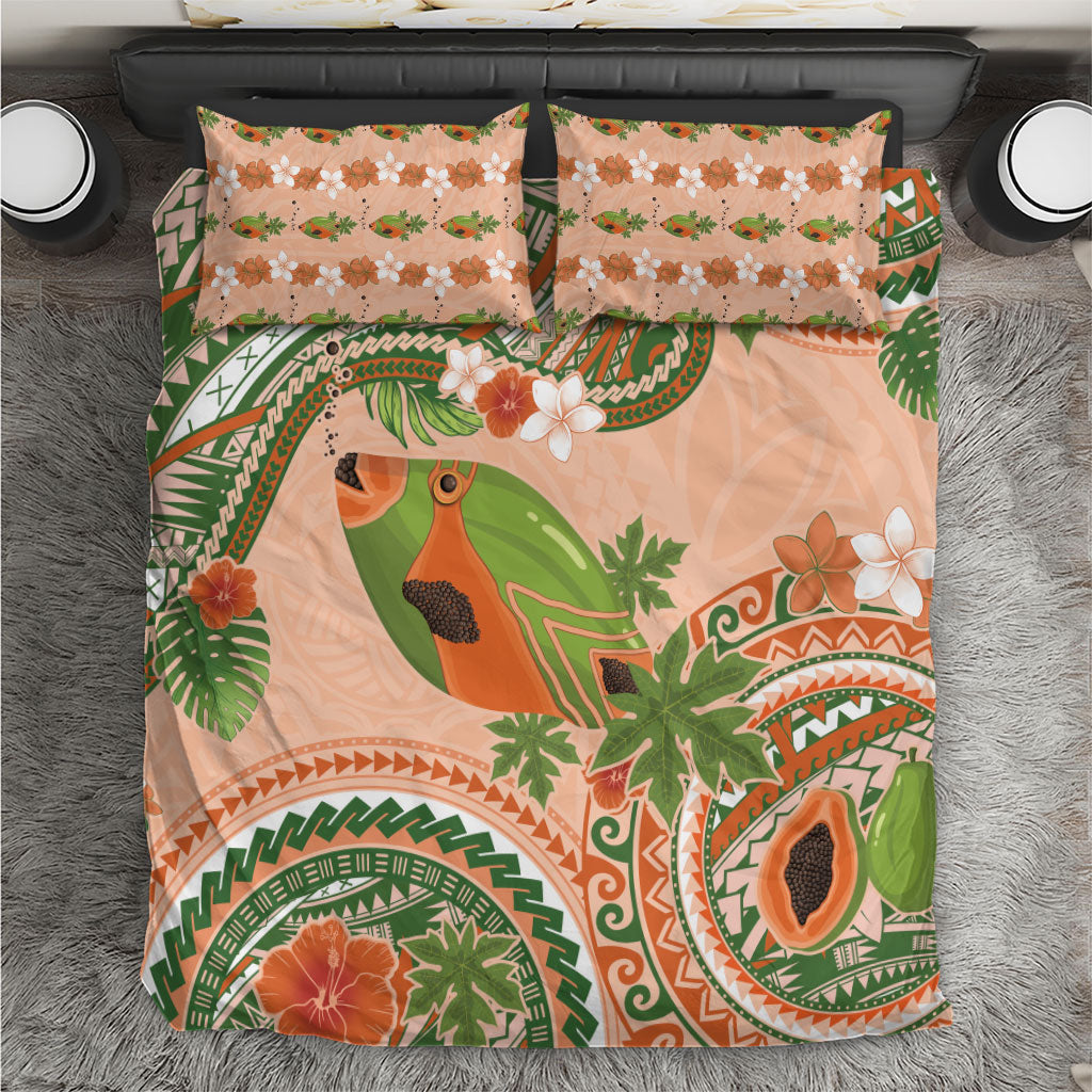 Hawaii Papaya Bedding Set Cute Cosplay Humuhumu Fish Plumeria Waves DT05 Orange - Polynesian Pride