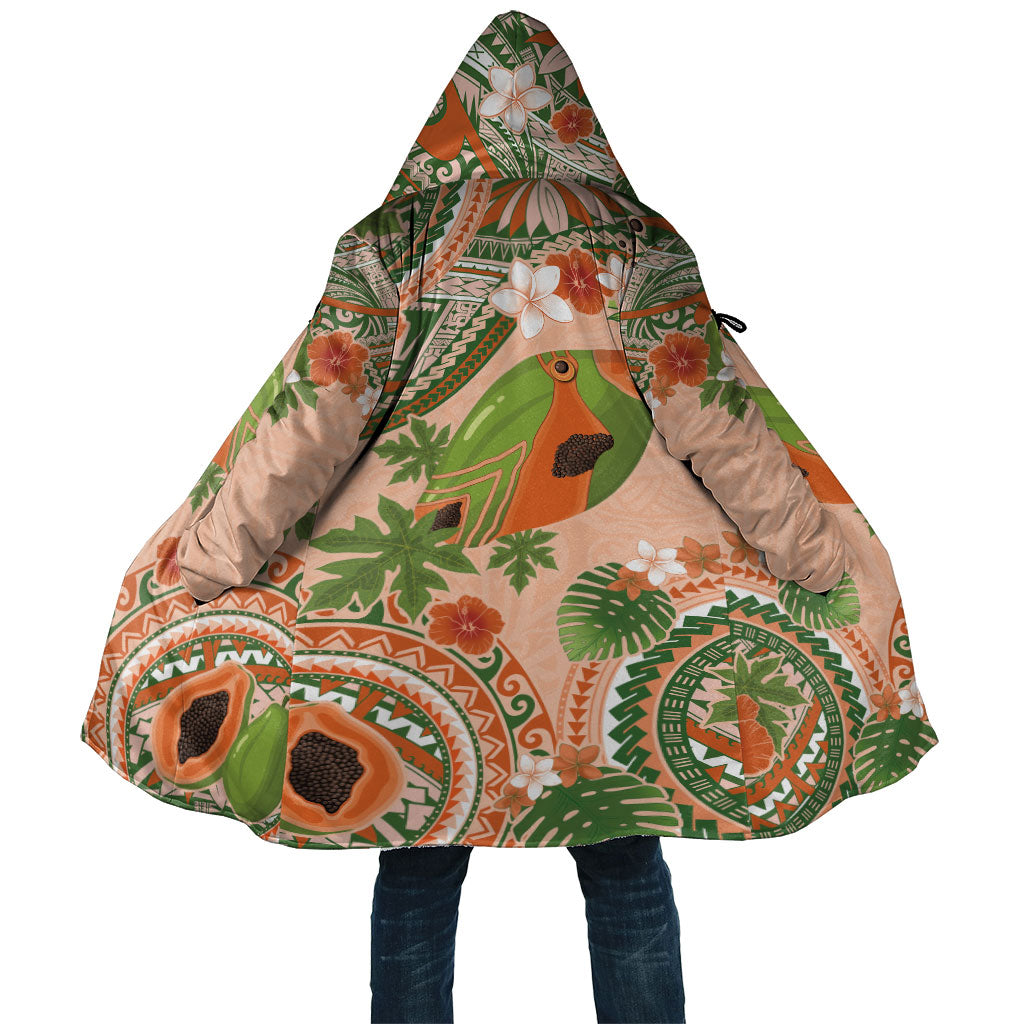 Hawaii Papaya Cloak Cute Cosplay Humuhumu Fish Plumeria Waves DT05 Unisex Orange - Polynesian Pride