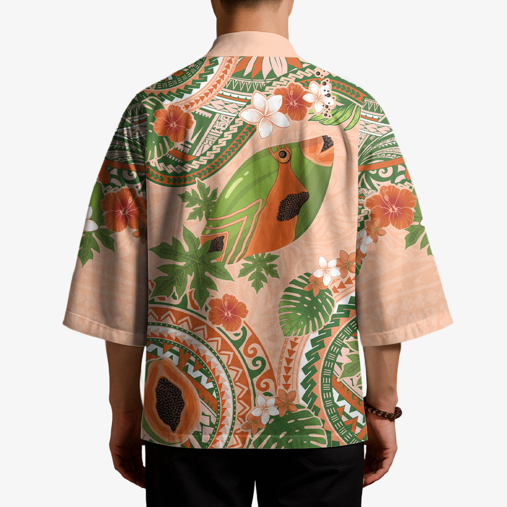 Hawaii Papaya Kimono Cute Cosplay Humuhumu Fish Plumeria Waves DT05 - Polynesian Pride