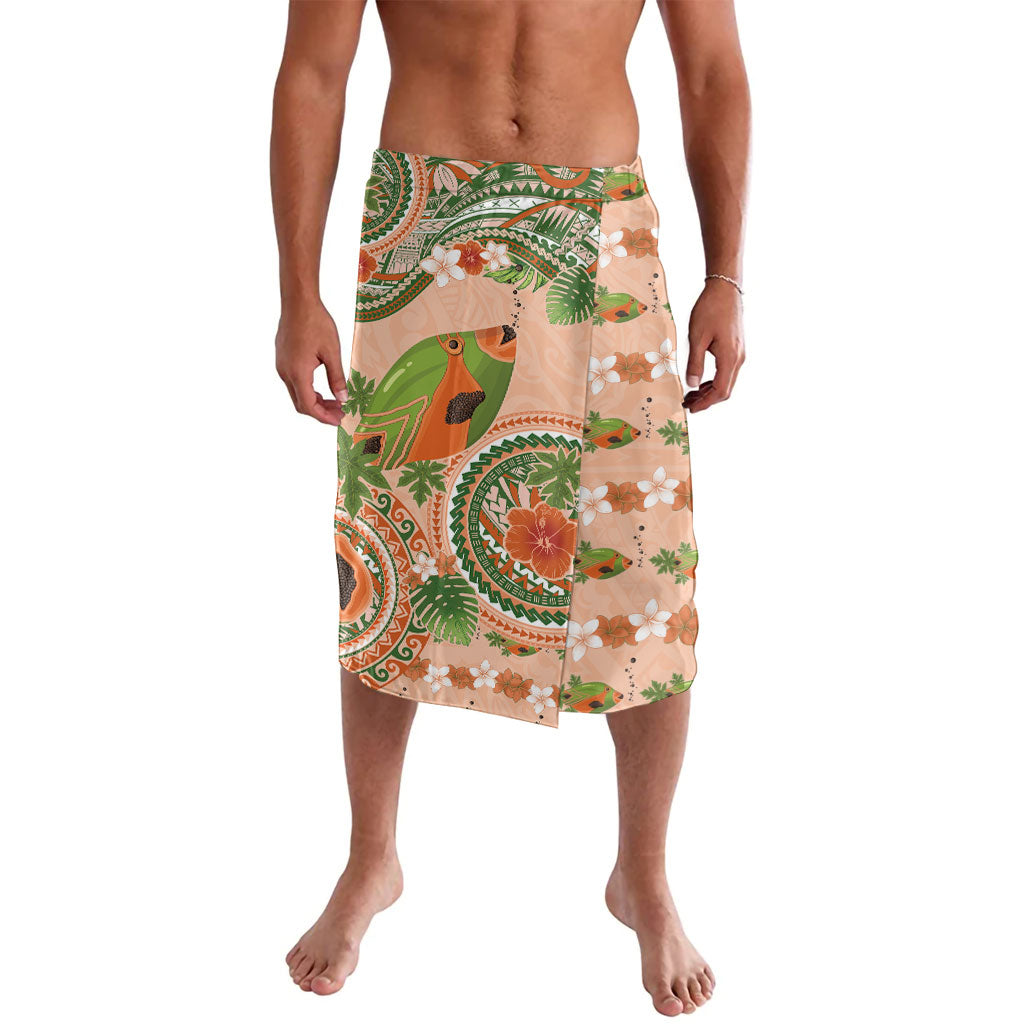 Hawaii Papaya Lavalava Cute Cosplay Humuhumu Fish Plumeria Waves DT05 Orange - Polynesian Pride