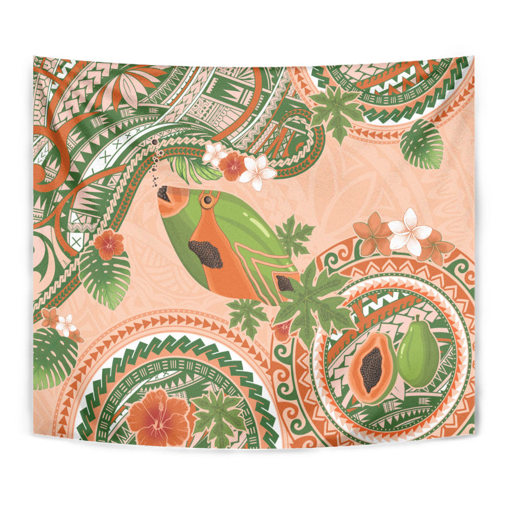 Hawaii Papaya Tapestry Cute Cosplay Humuhumu Fish Plumeria Waves DT05 - Polynesian Pride