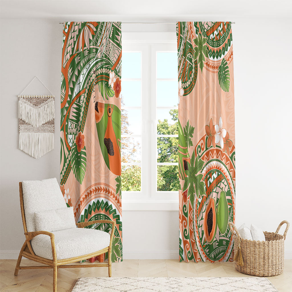 Hawaii Papaya Window Curtain Cute Cosplay Humuhumu Fish Plumeria Waves DT05 - Polynesian Pride