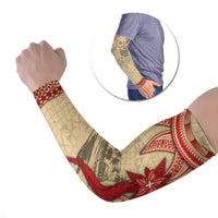 Tonga Language Week Arm Sleeves Tribal Cross Ngatu Floral Pattern