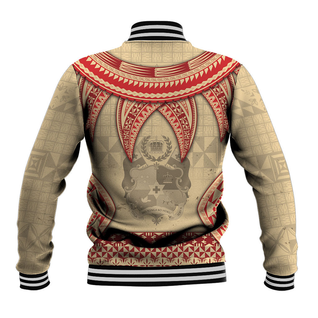 Tonga Language Week Baseball Jacket Tribal Cross Ngatu Floral Pattern