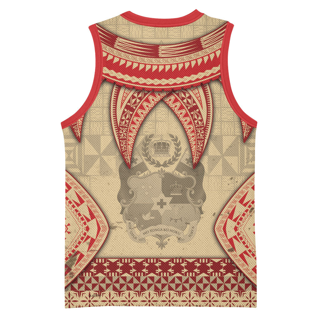 Tonga Language Week Basketball Jersey Tribal Cross Ngatu Floral Pattern