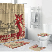Tonga Language Week Bathroom Set Tribal Cross Ngatu Floral Pattern