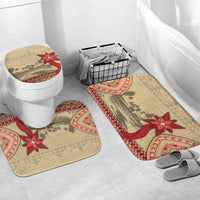 Tonga Language Week Bathroom Set Tribal Cross Ngatu Floral Pattern