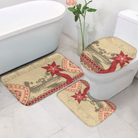 Tonga Language Week Bathroom Set Tribal Cross Ngatu Floral Pattern