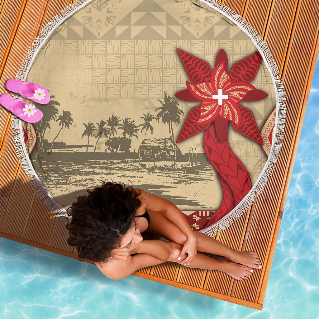 Tonga Language Week Beach Blanket Tribal Cross Ngatu Floral Pattern