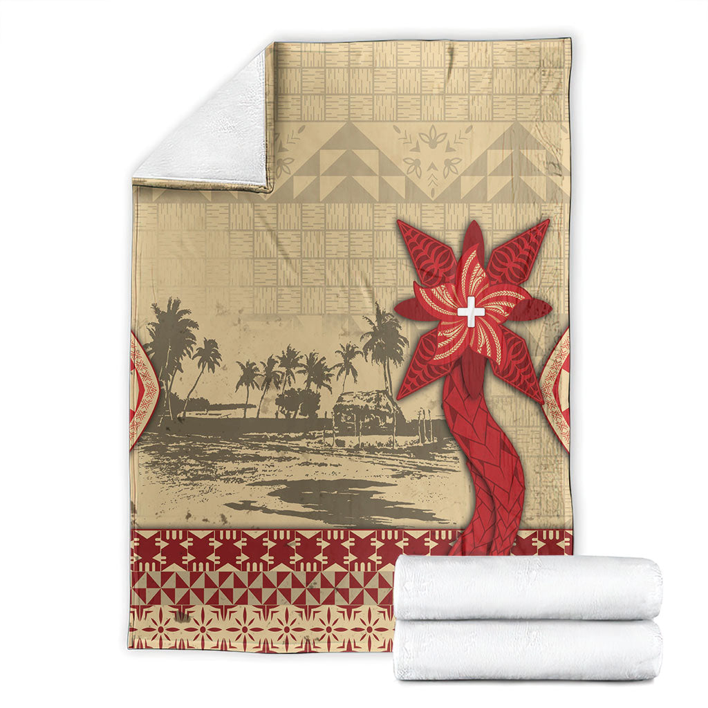 Tonga Language Week Blanket Tribal Cross Ngatu Floral Pattern