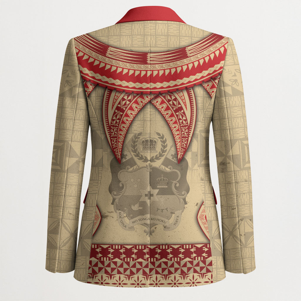Tonga Language Week Blazer Tribal Cross Ngatu Floral Pattern