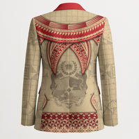 Tonga Language Week Blazer Tribal Cross Ngatu Floral Pattern