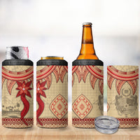 Tonga Language Week 4 in 1 Can Cooler Tumbler Tribal Cross Ngatu Floral Pattern