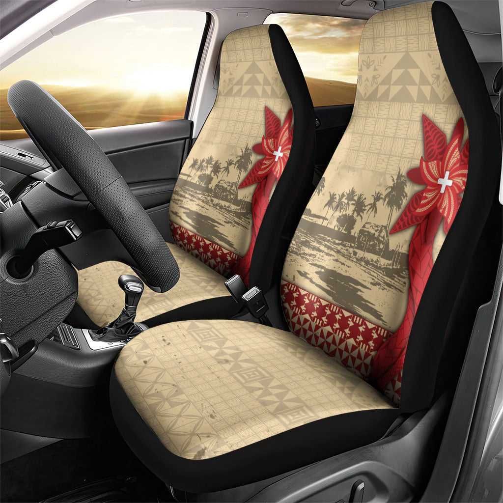 Tonga Language Week Car Seat Cover Tribal Cross Ngatu Floral Pattern