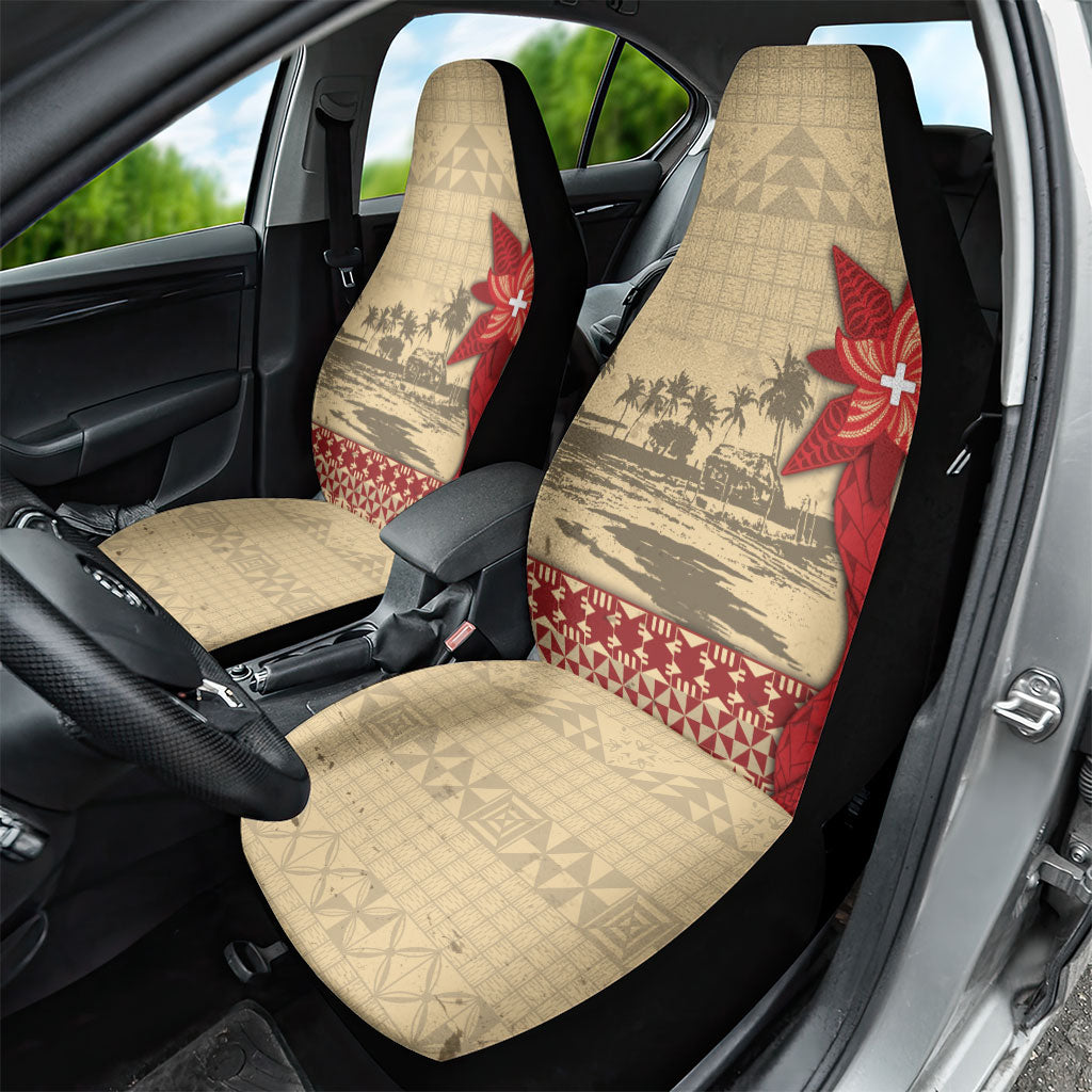 Tonga Language Week Car Seat Cover Tribal Cross Ngatu Floral Pattern