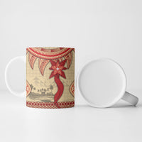Tonga Language Week Ceramic Mug Tribal Cross Ngatu Floral Pattern