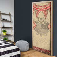 Tonga Language Week Door Cover Tribal Cross Ngatu Floral Pattern