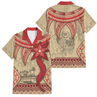 Tonga Language Week Family Matching Tank Maxi Dress and Hawaiian Shirt Tribal Cross Ngatu Floral Pattern