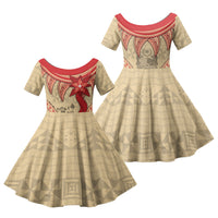 Tonga Language Week Family Matching Tank Maxi Dress and Hawaiian Shirt Tribal Cross Ngatu Floral Pattern