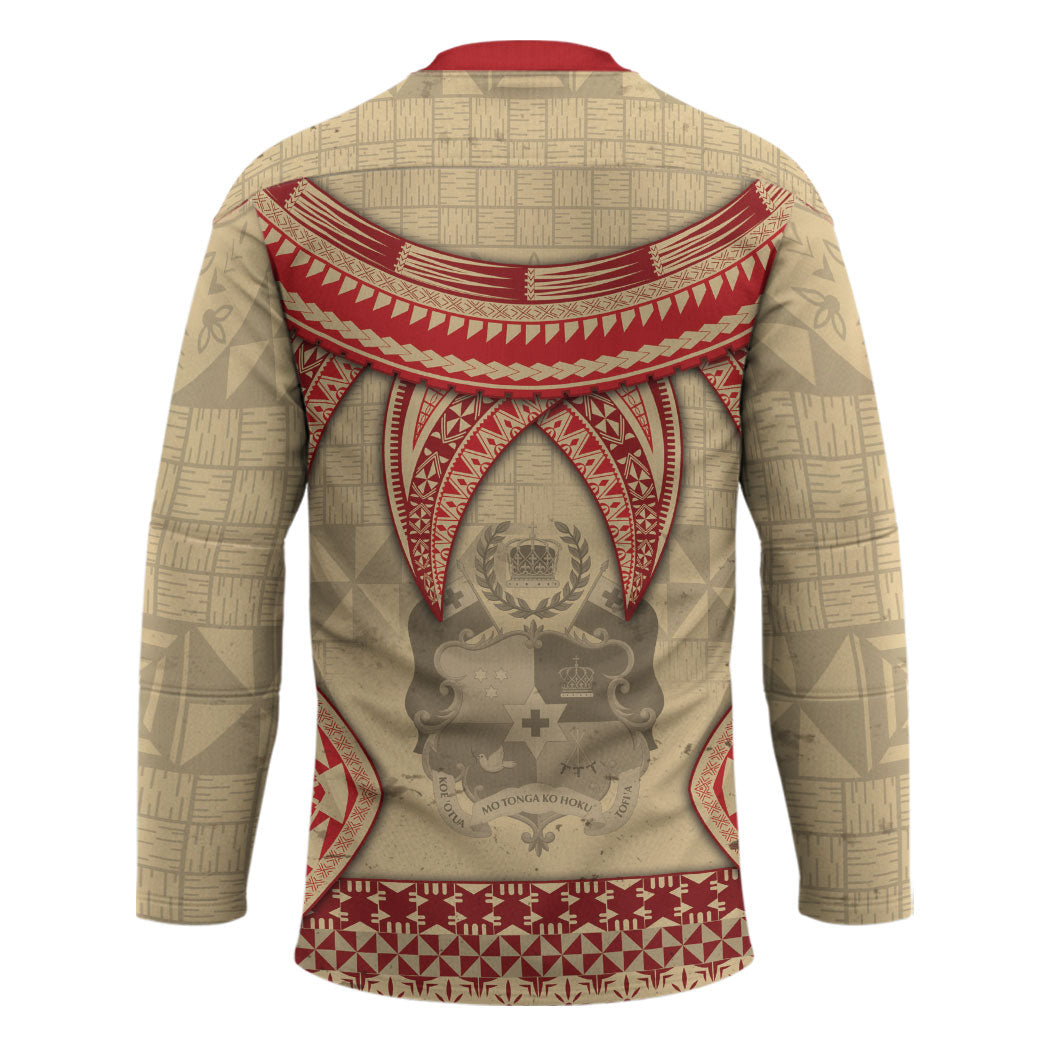 Tonga Language Week Hockey Jersey Tribal Cross Ngatu Floral Pattern