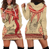 Tonga Language Week Hoodie Dress Tribal Cross Ngatu Floral Pattern