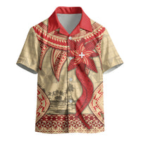 Tonga Language Week Kid Hawaiian Shirt Tribal Cross Ngatu Floral Pattern
