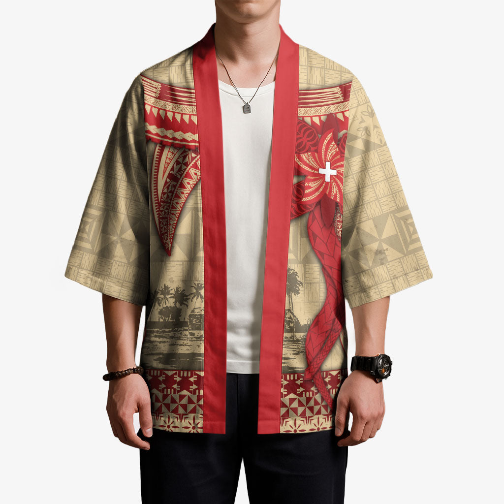 Tonga Language Week Kimono Tribal Cross Ngatu Floral Pattern