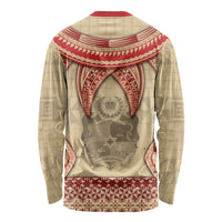 Tonga Language Week Long Sleeve Shirt Tribal Cross Ngatu Floral Pattern