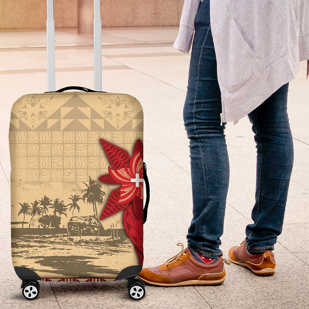 Tonga Language Week Luggage Cover Tribal Cross Ngatu Floral Pattern