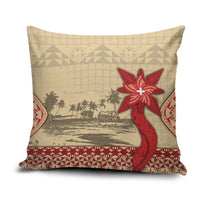 Tonga Language Week Pillow Cover Tribal Cross Ngatu Floral Pattern