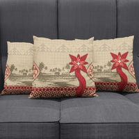 Tonga Language Week Pillow Cover Tribal Cross Ngatu Floral Pattern