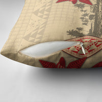 Tonga Language Week Pillow Cover Tribal Cross Ngatu Floral Pattern