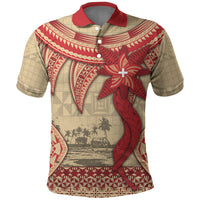 Tonga Language Week Polo Shirt Tribal Cross Ngatu Floral Pattern
