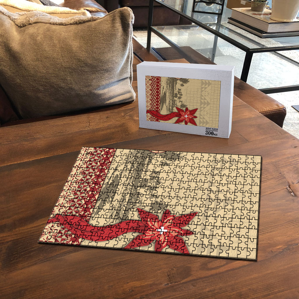 Tonga Language Week Puzzle Tribal Cross Ngatu Floral Pattern