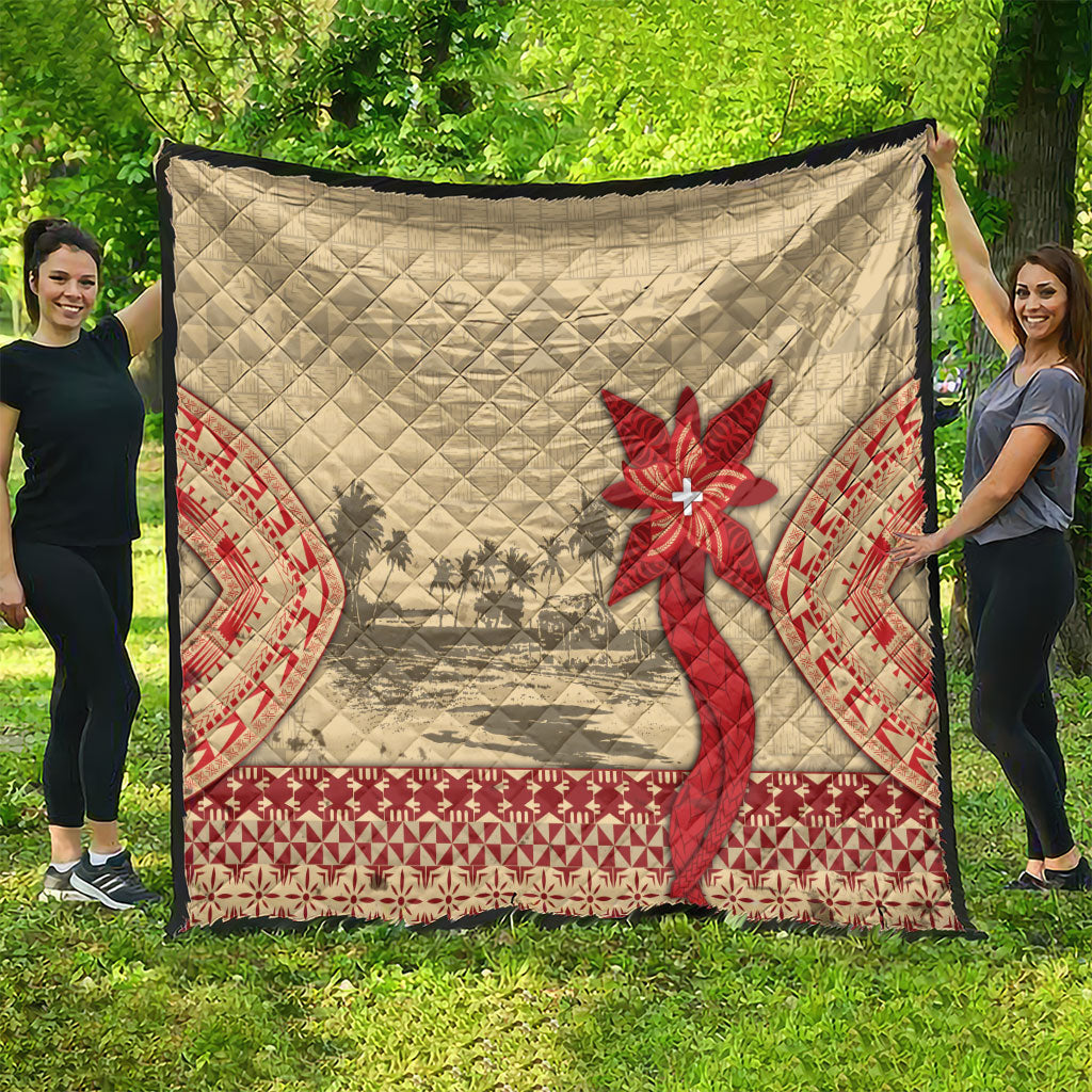 Tonga Language Week Quilt Tribal Cross Ngatu Floral Pattern