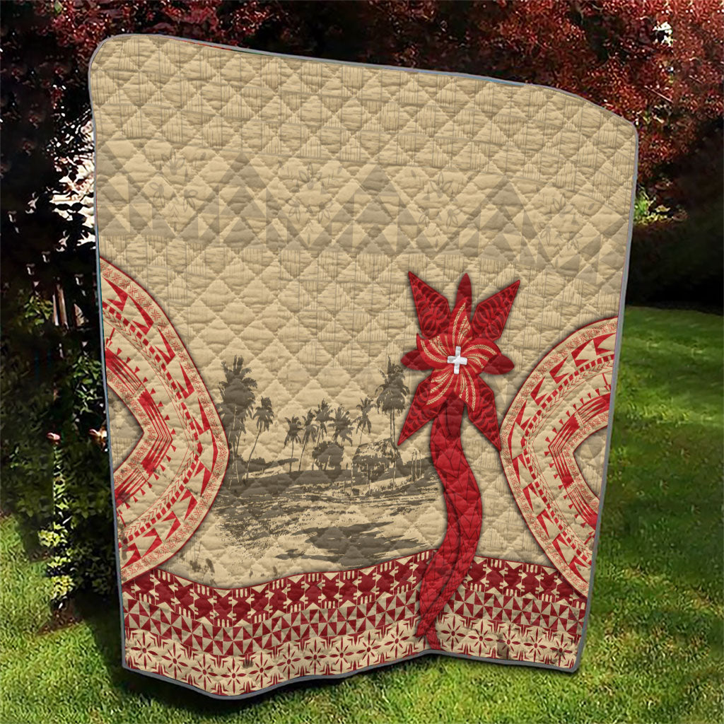 Tonga Language Week Quilt Tribal Cross Ngatu Floral Pattern