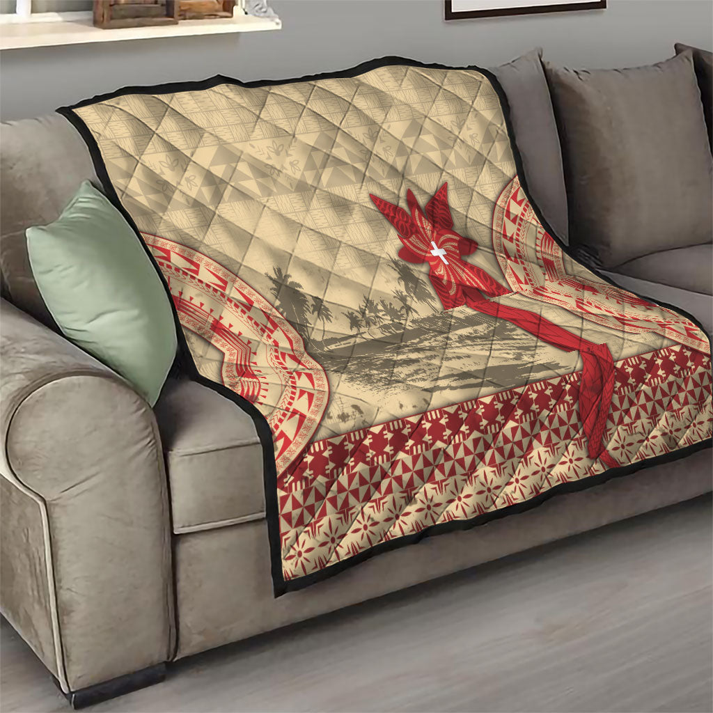 Tonga Language Week Quilt Tribal Cross Ngatu Floral Pattern