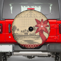 Tonga Language Week Spare Tire Cover Tribal Cross Ngatu Floral Pattern