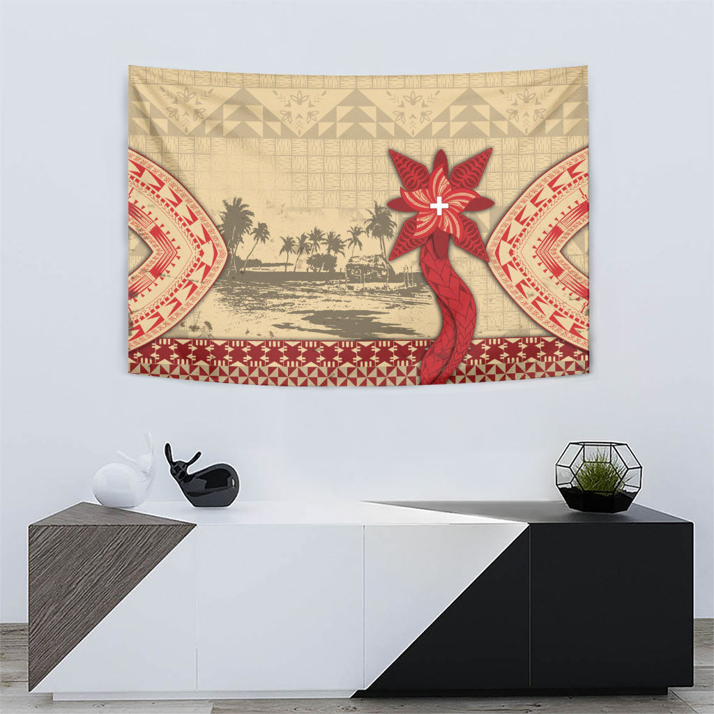 Tonga Language Week Tapestry Tribal Cross Ngatu Floral Pattern