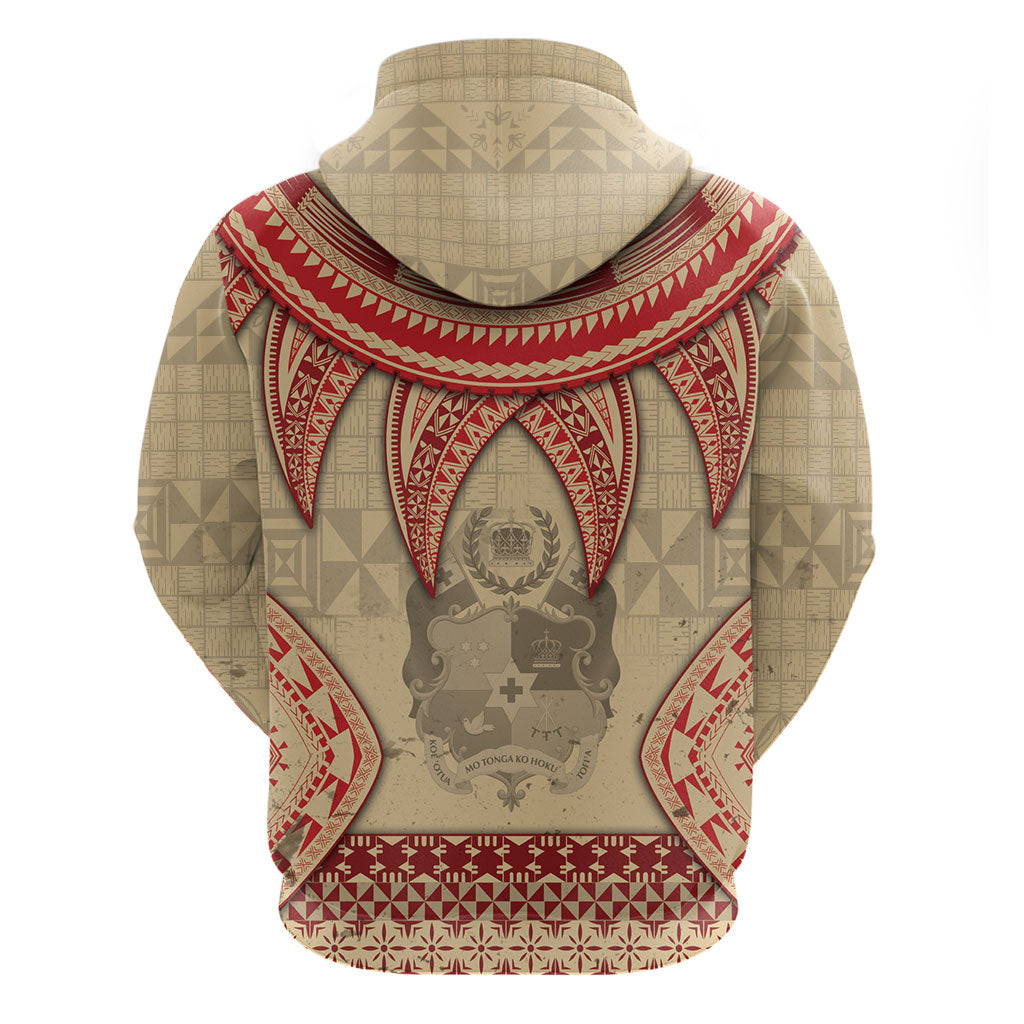 Tonga Language Week Zip Hoodie Tribal Cross Ngatu Floral Pattern