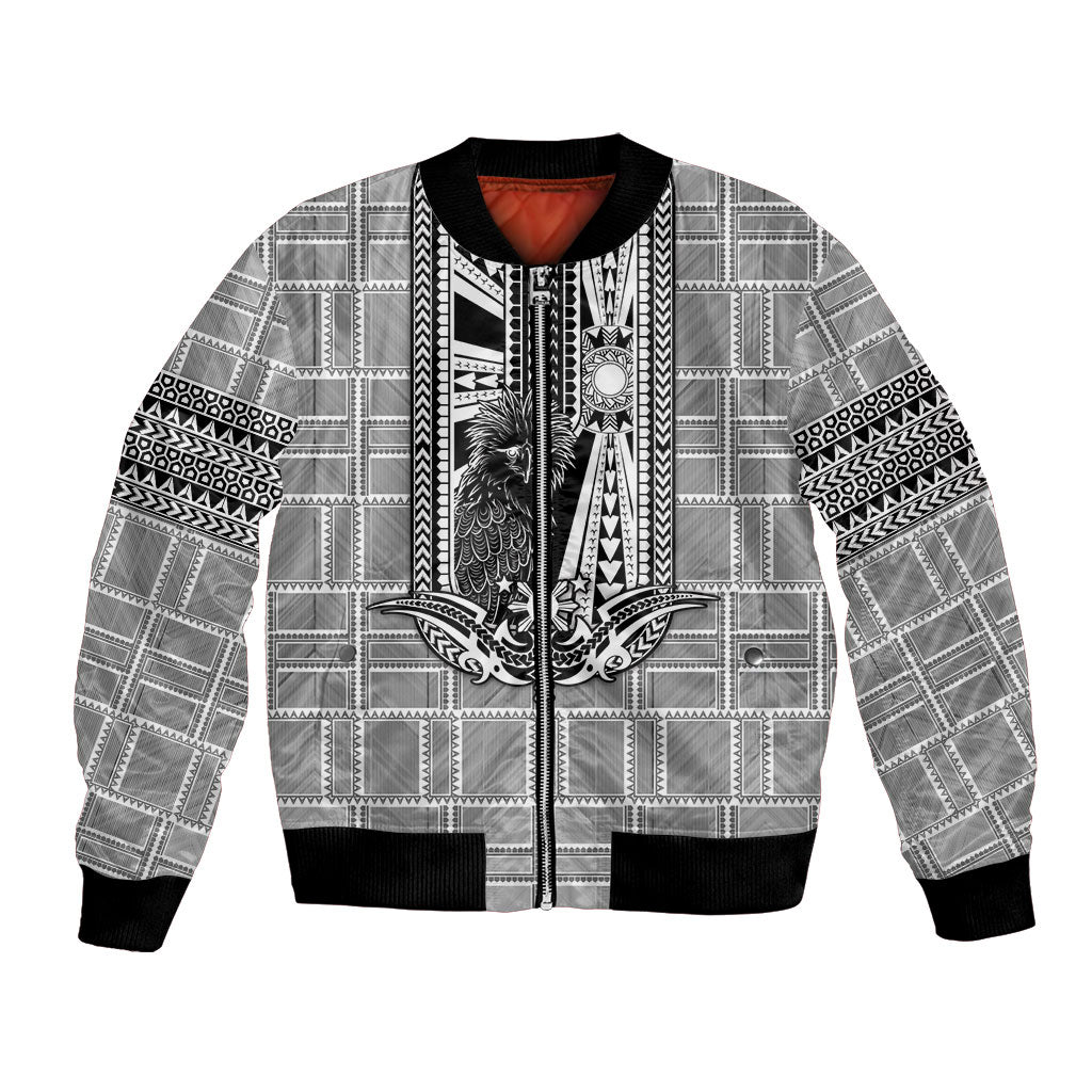 Mabuhay Philippines Festival Bomber Jacket Philippine Eagle Sun Three Stars Barong Pattern DT05 Unisex Gray - Polynesian Pride