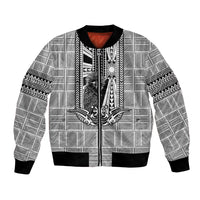 Mabuhay Philippines Festival Bomber Jacket Philippine Eagle Sun Three Stars Barong Pattern DT05 Unisex Gray - Polynesian Pride