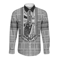 Mabuhay Philippines Festival Long Sleeve Button Shirt Philippine Eagle Sun Three Stars Barong Pattern DT05 Unisex Gray - Polynesian Pride